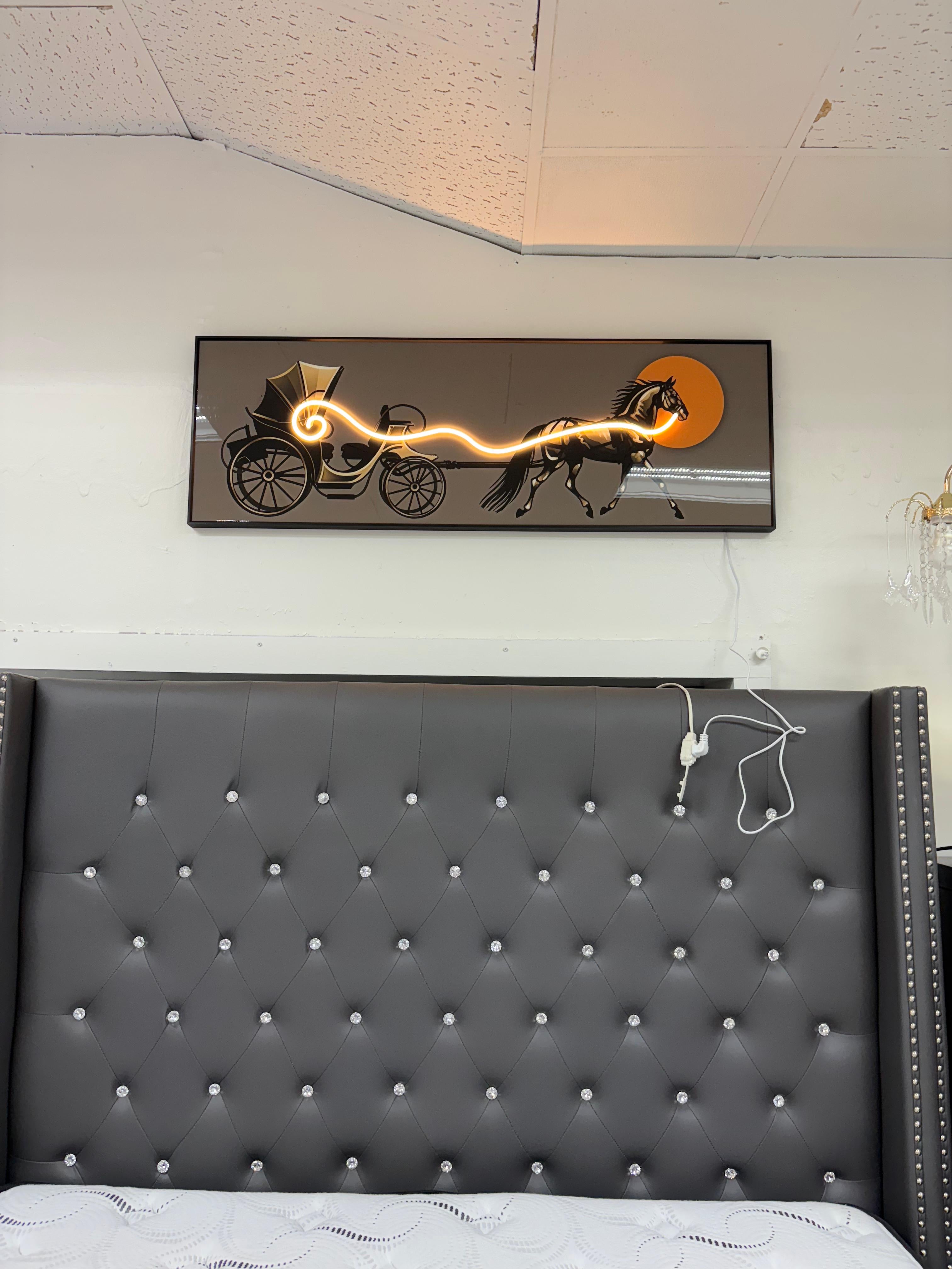 Led Wall Art Decorative Painting Al Frame Black Chrystal