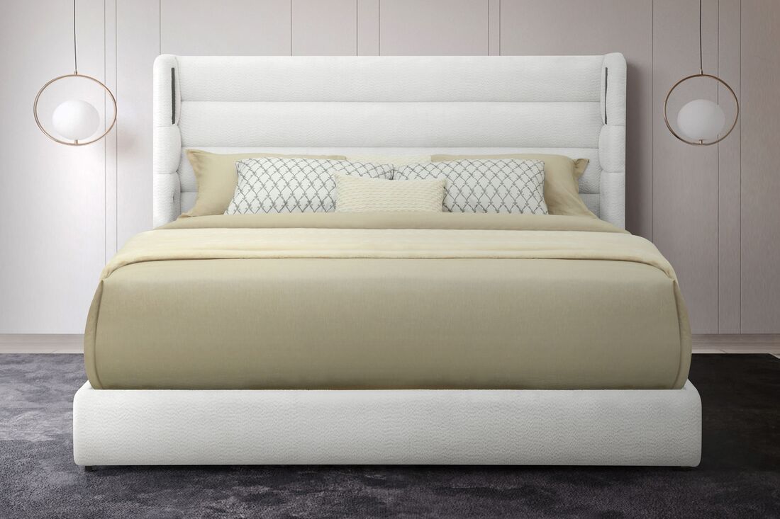 Hero White Platform Bed (w/ Bluetooth Speaker) - Queen, King **NEW ARRIVAL**