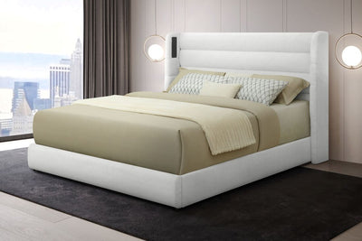 Hero White Platform Bed (w/ Bluetooth Speaker) - Queen, King **NEW ARRIVAL**