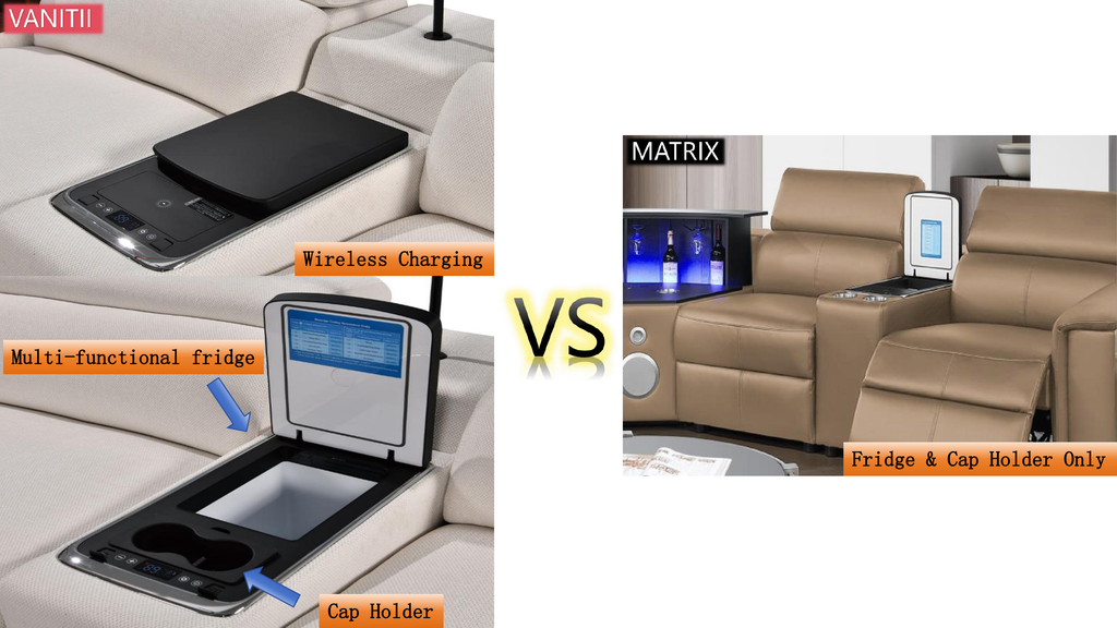 MC3028A Smart Reclining Sectional Sofa with Fridge, Bluetooth Speaker & Wireless Charging