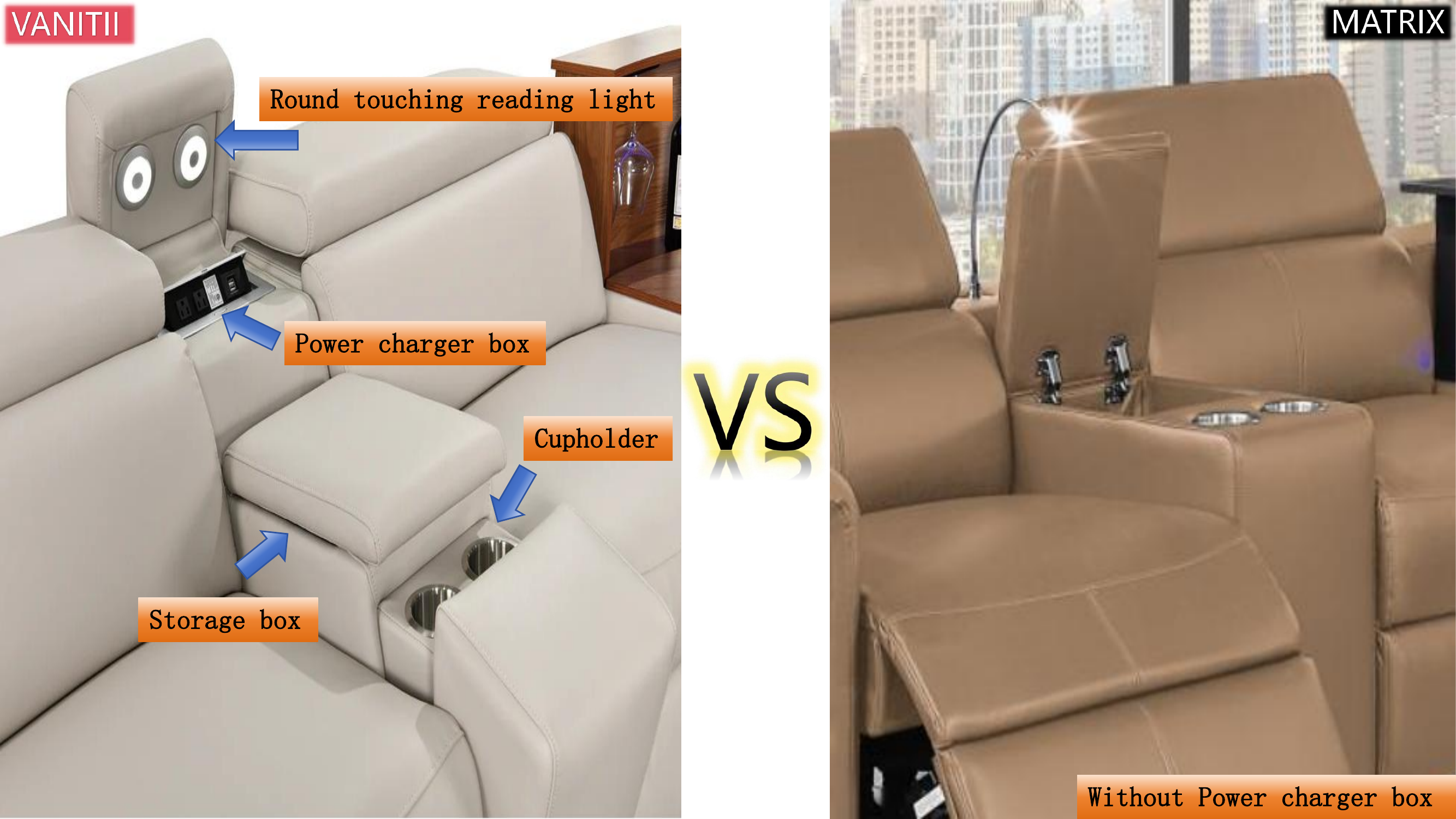MC3028A Smart Reclining Sectional Sofa with Fridge, Bluetooth Speaker & Wireless Charging