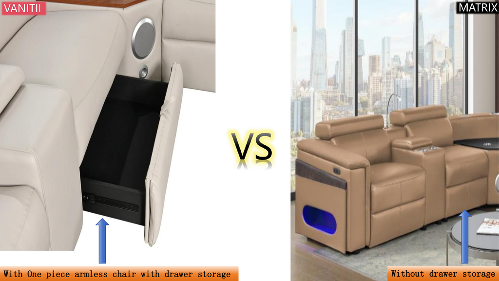MC3028A Smart Reclining Sectional Sofa with Fridge, Bluetooth Speaker & Wireless Charging