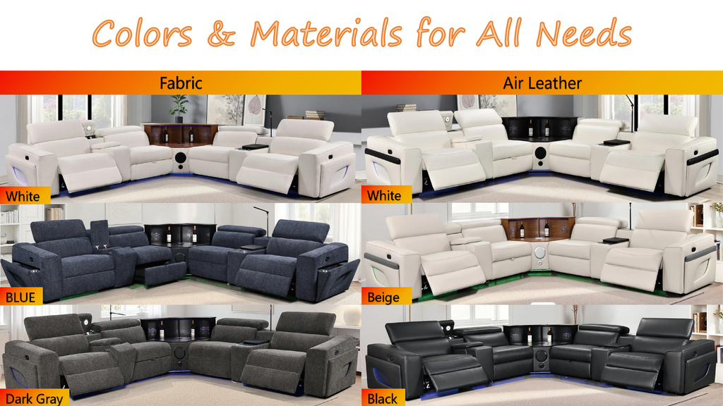 MC3028A Smart Reclining Sectional Sofa with Fridge, Bluetooth Speaker & Wireless Charging