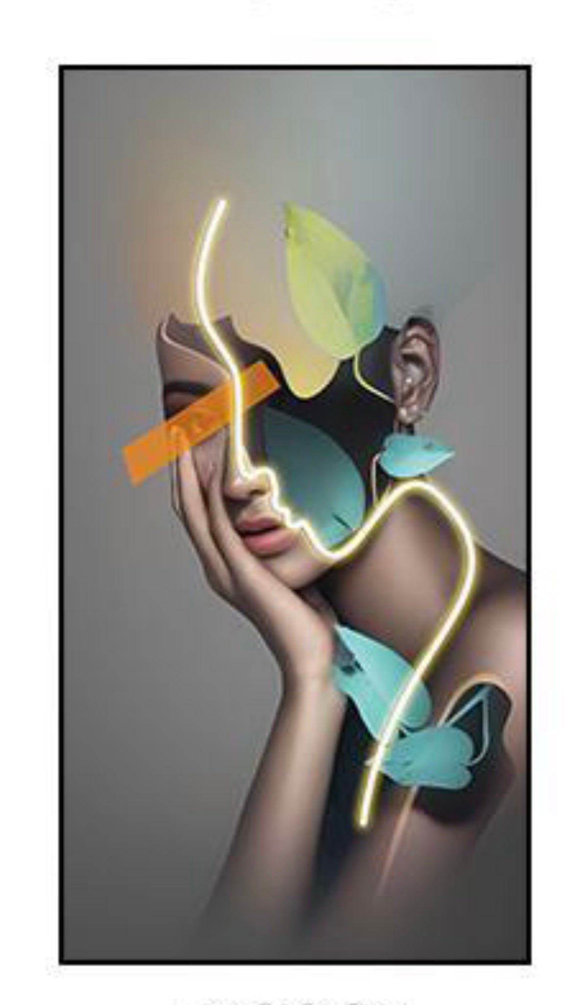 Led Wall Art Decorative Painting Al Frame Black Chrystal Surrounding