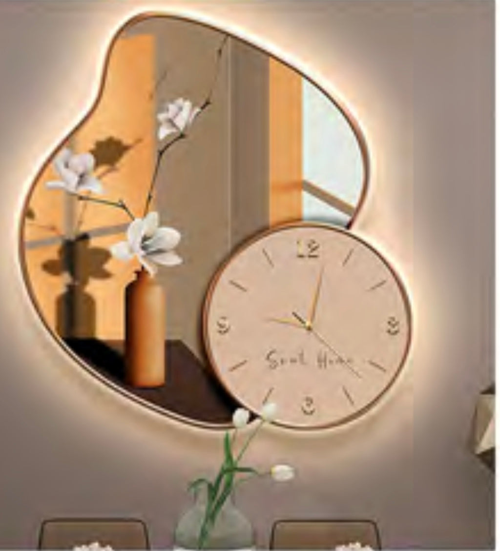 Led Wall Art Decorative Painting UV Cutting Chrystal +Clock