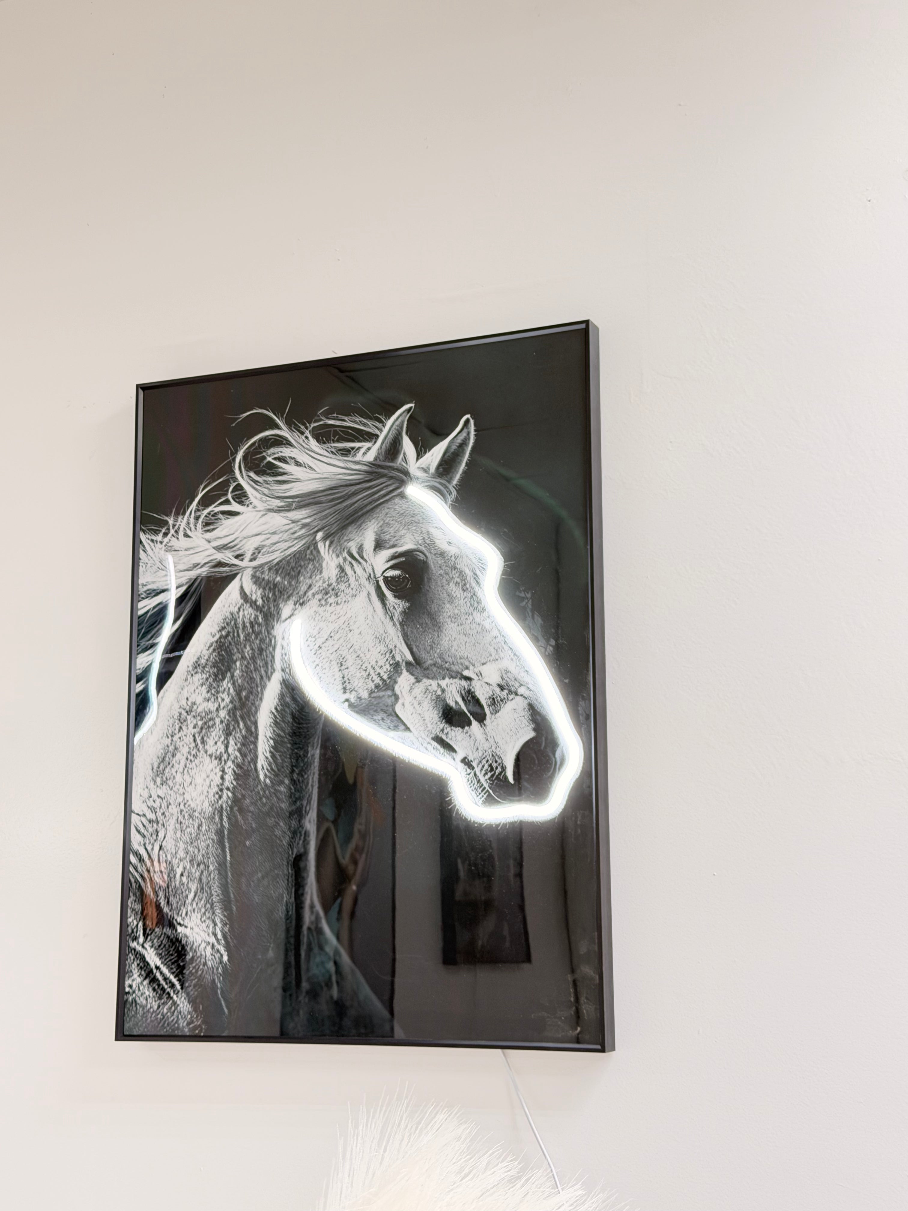 Led Wall Art Horse Decorative Painting Horse AL Frame Black Chrystal