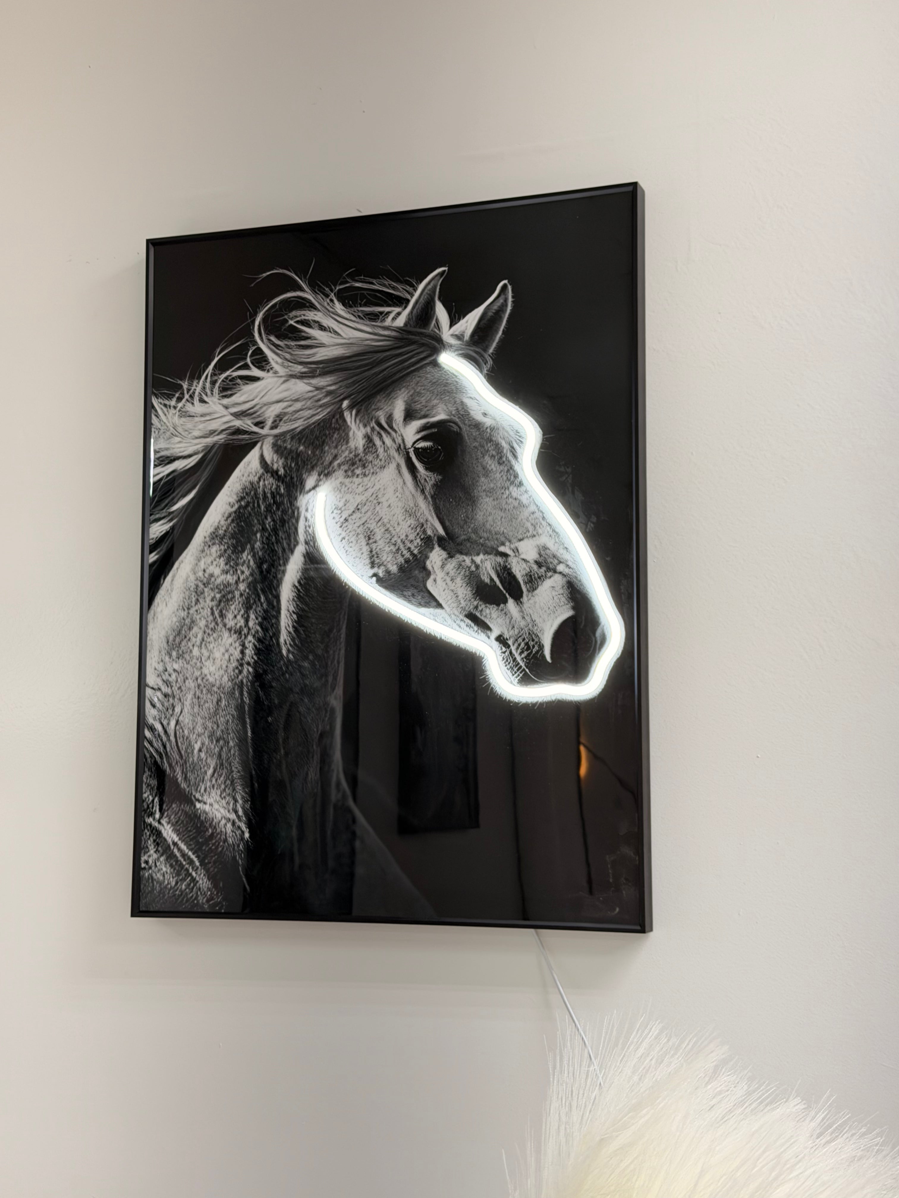 Led Wall Art Horse Decorative Painting Horse AL Frame Black Chrystal