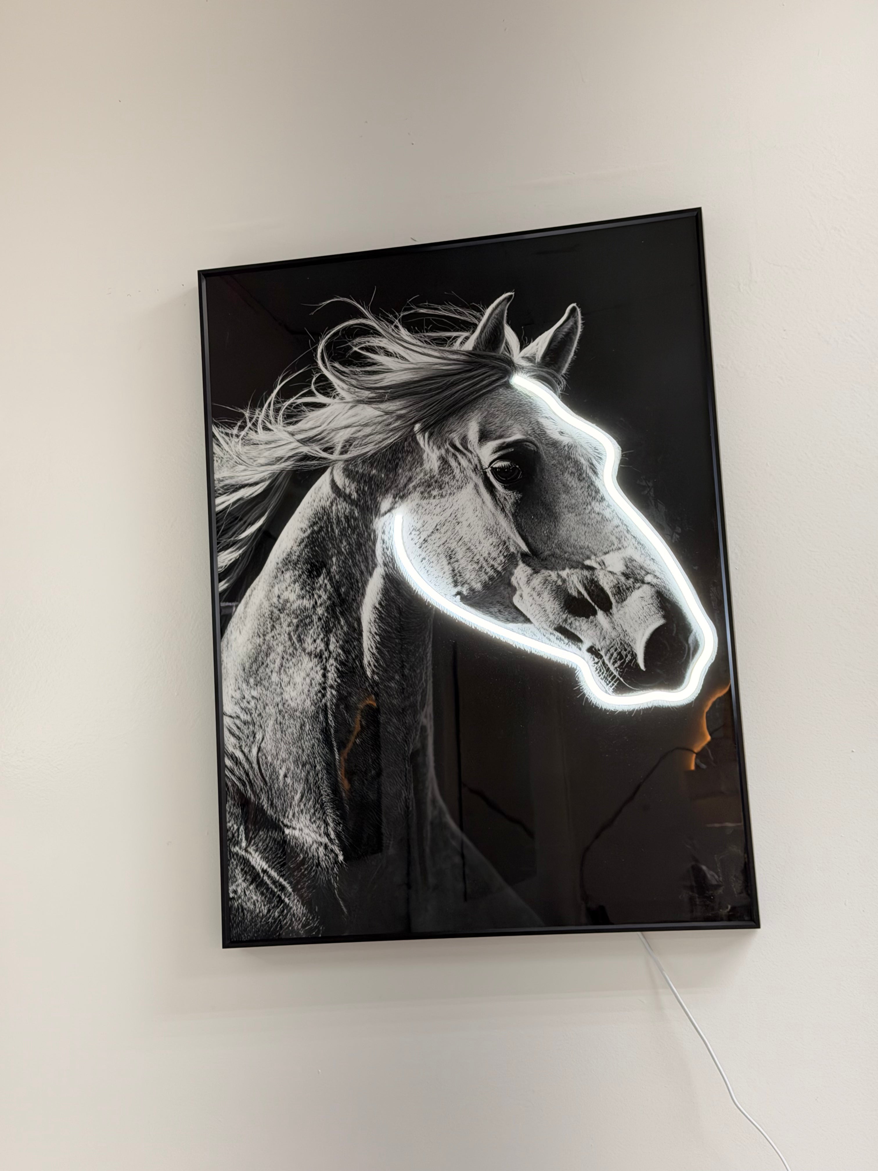 Led Wall Art Horse Decorative Painting Horse AL Frame Black Chrystal