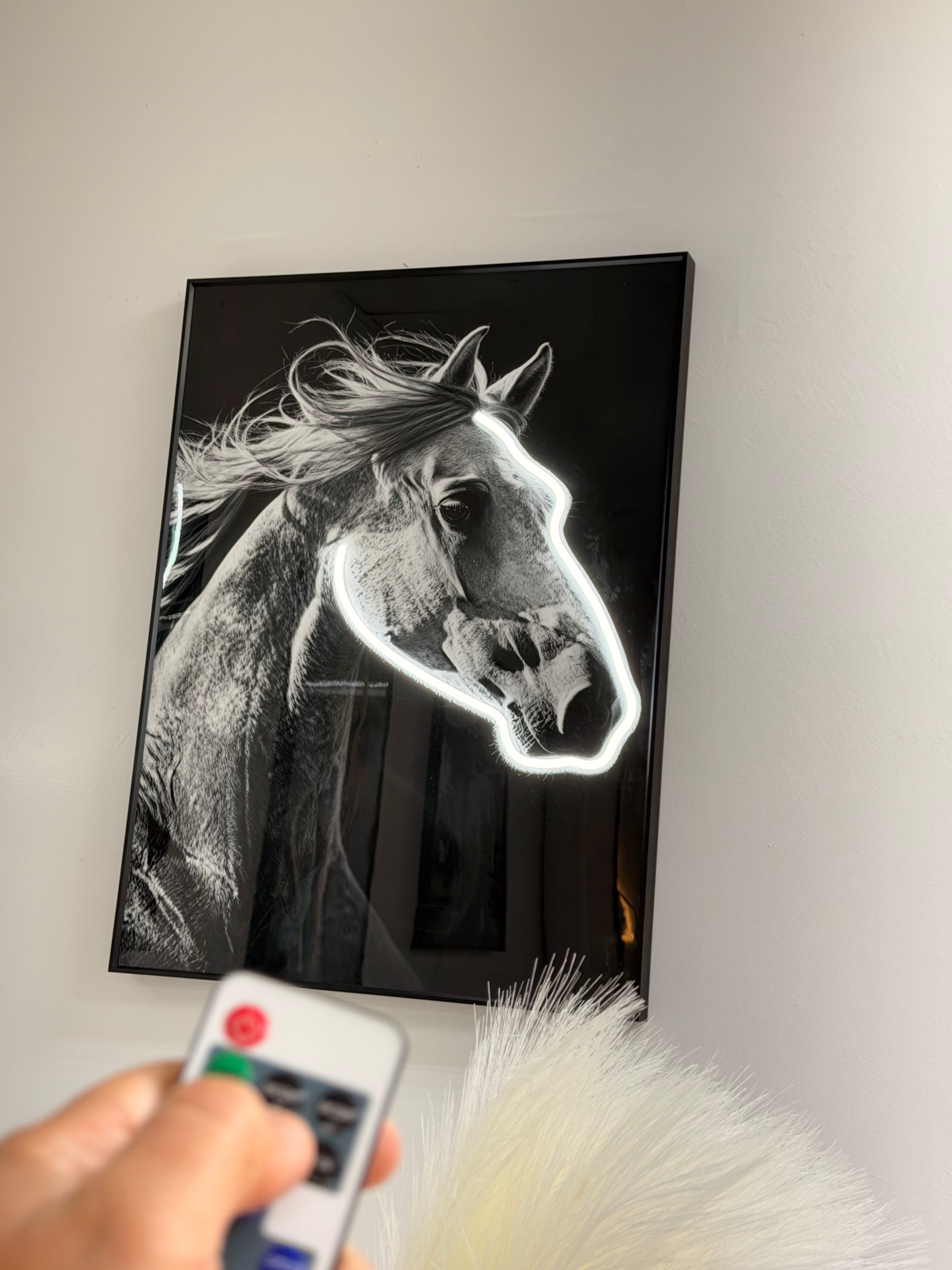 Led Wall Art Horse Decorative Painting Horse AL Frame Black Chrystal