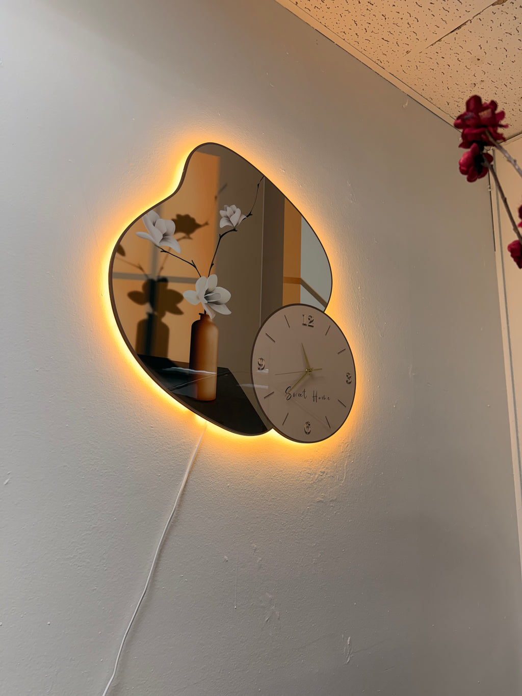 Led Wall Art Decorative Painting UV Cutting Chrystal +Clock