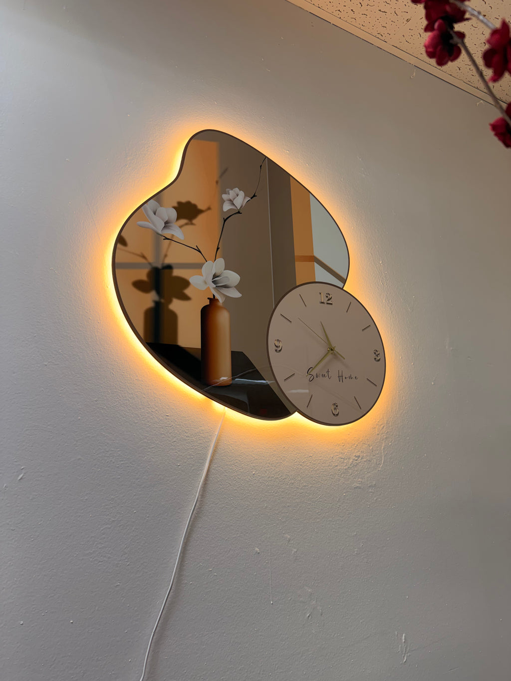 Led Wall Art Decorative Painting UV Cutting Chrystal +Clock