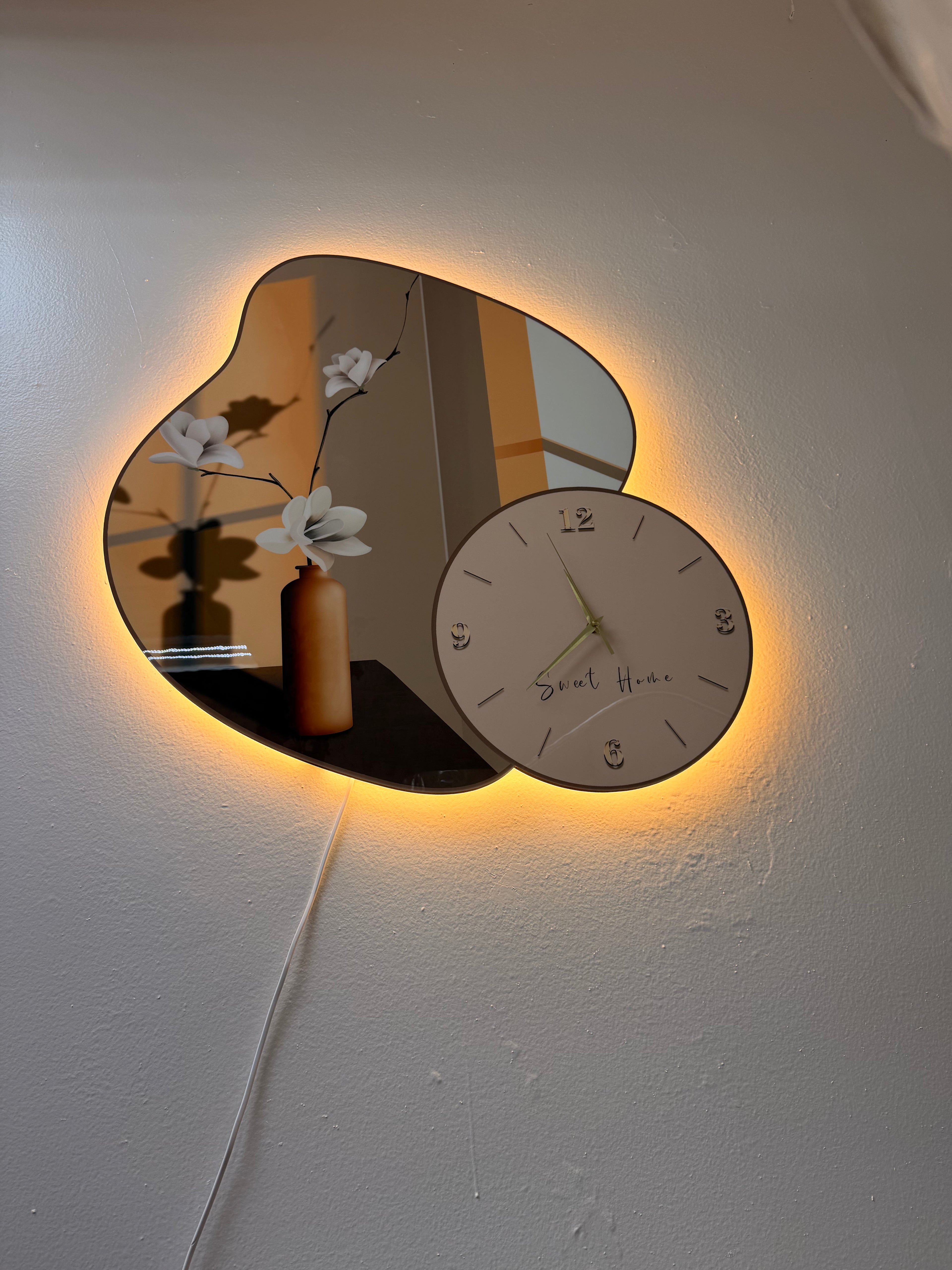 Led Wall Art Decorative Painting UV Cutting Chrystal +Clock