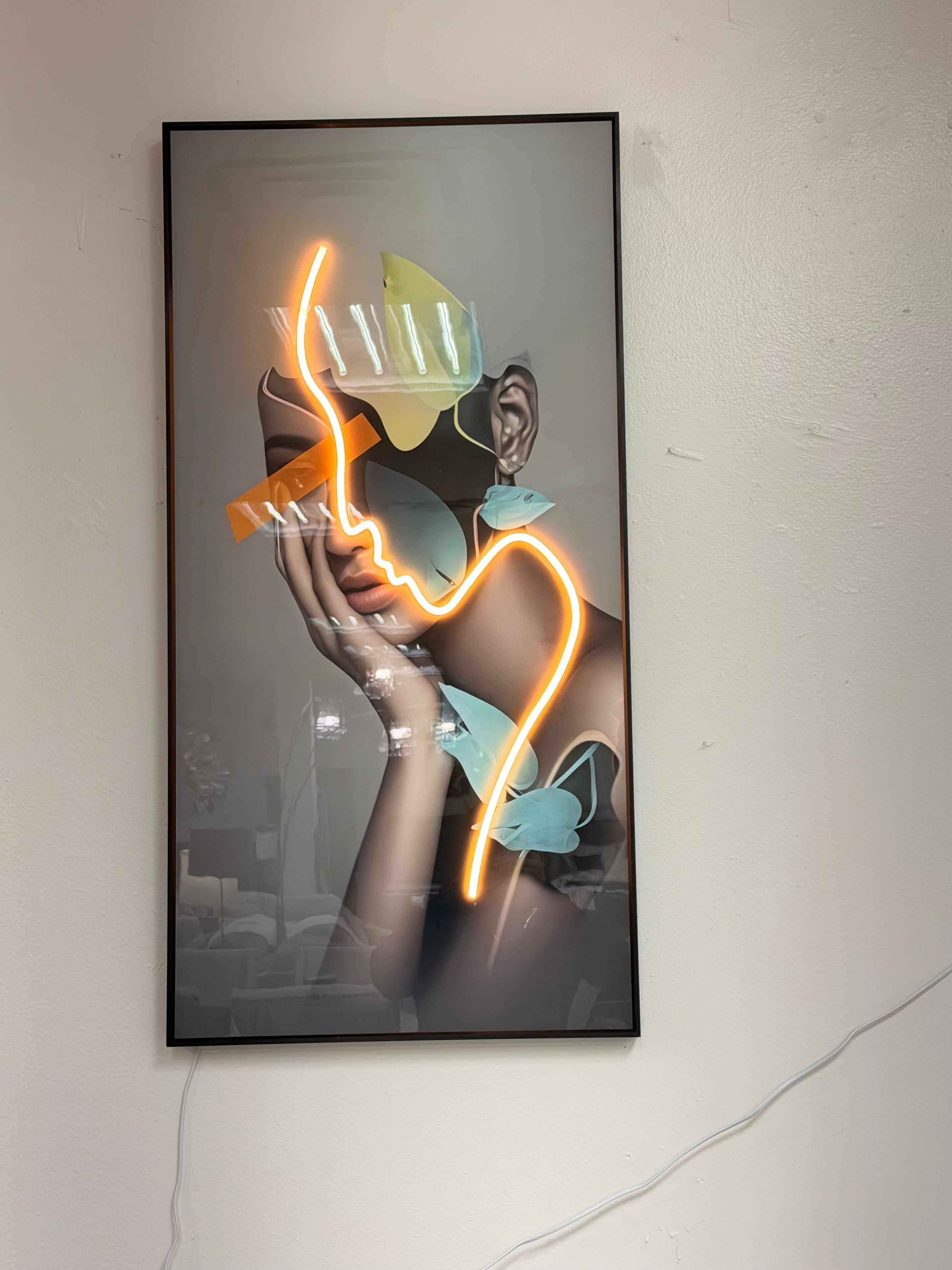 Led Wall Art Decorative Painting Al Frame Black Chrystal Surrounding