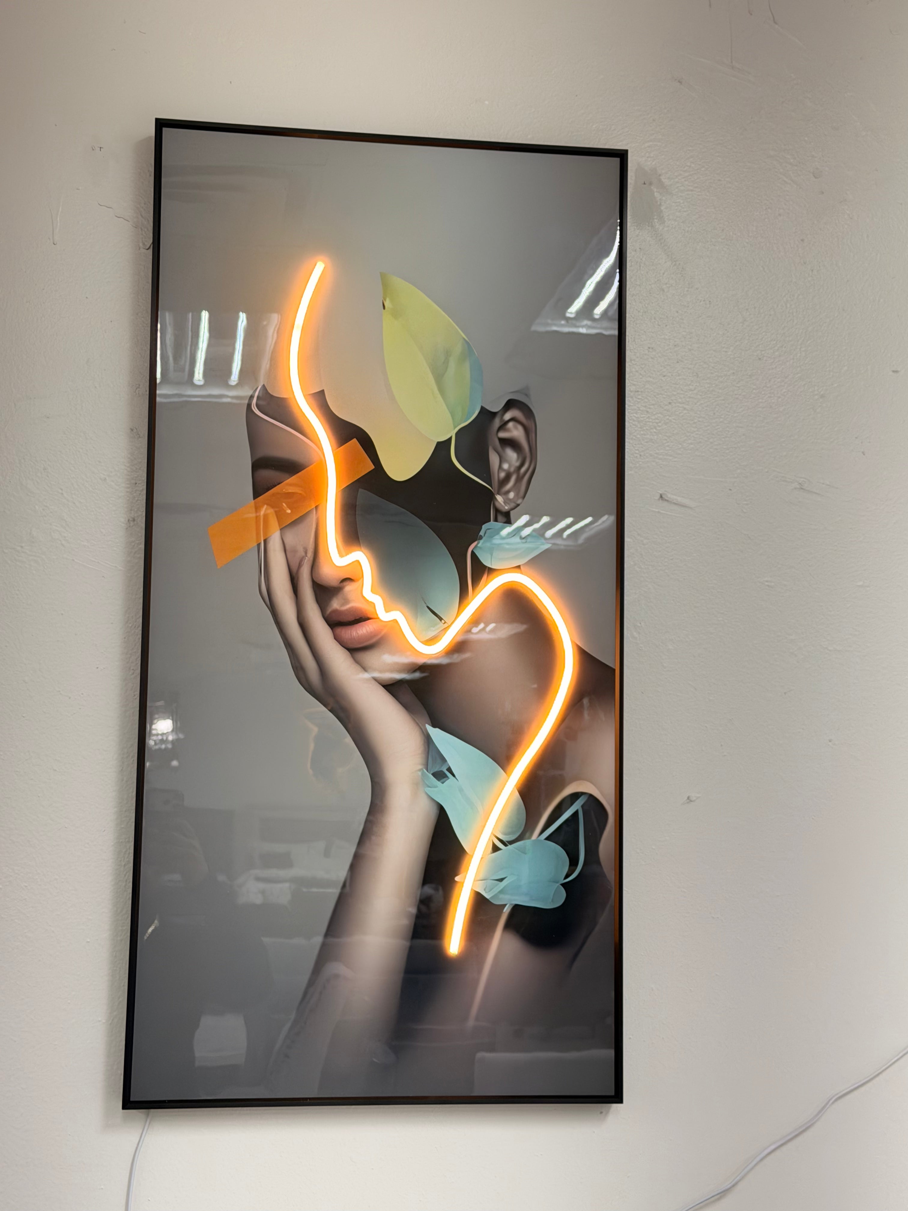 Led Wall Art Decorative Painting Al Frame Black Chrystal Surrounding