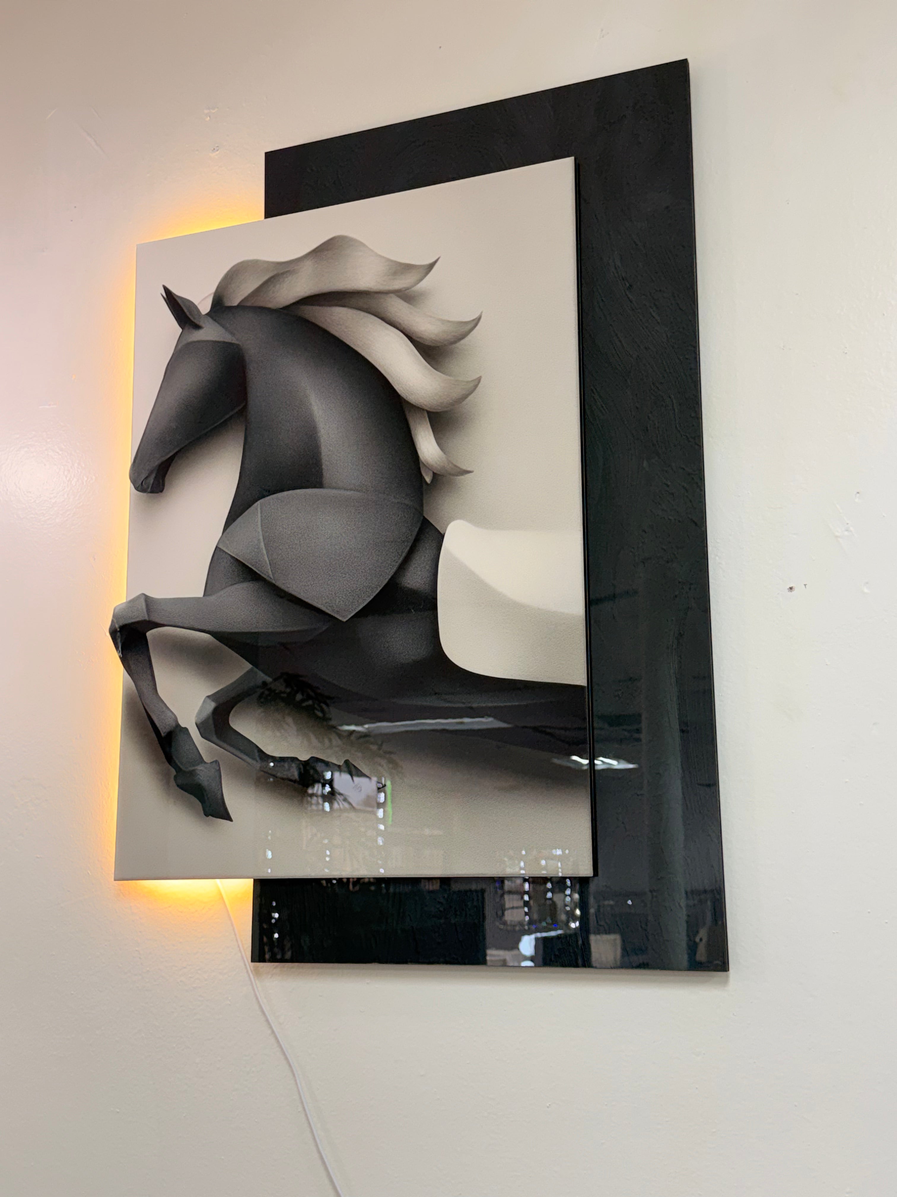 Led Wall Art Decorative Painting Double Layer Chrystal