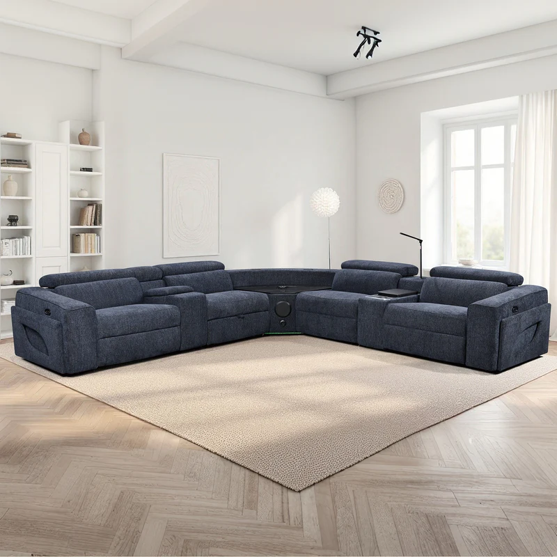 MC3028A Smart Reclining Sectional Sofa with Fridge, Bluetooth Speaker & Wireless Charging