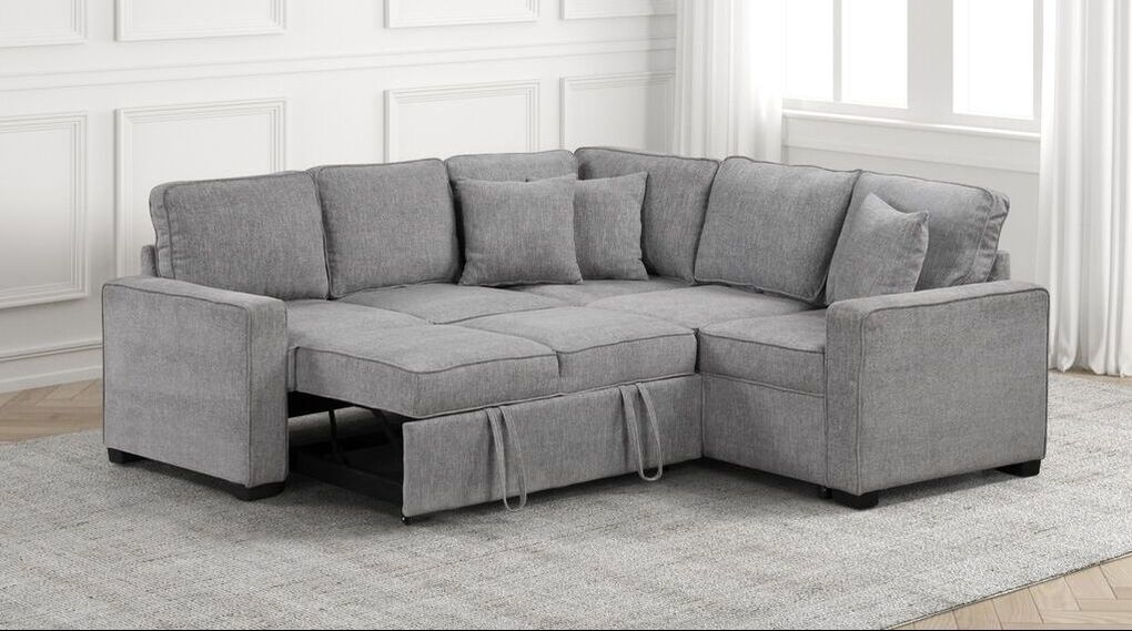 Ariel Gray Sectional With Pull-Out Bed **ON SALE**