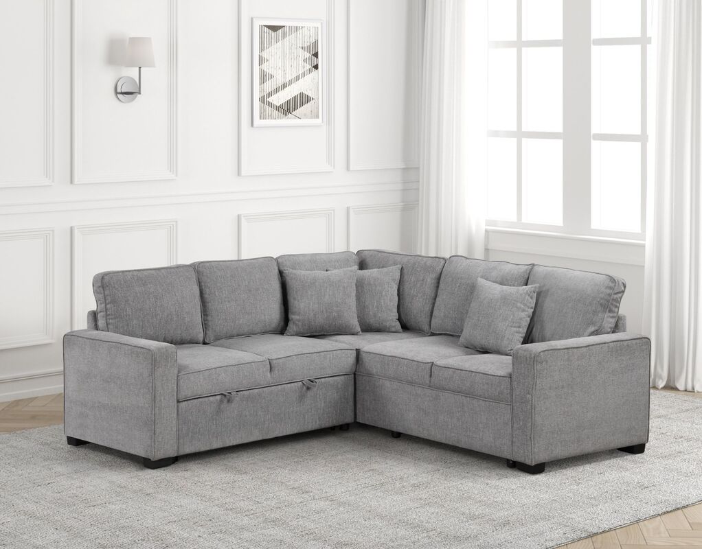 Ariel Gray Sectional With Pull-Out Bed **ON SALE**