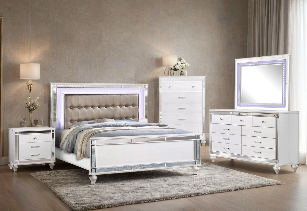 Blanca2 White Bedroom Set Queen, King
