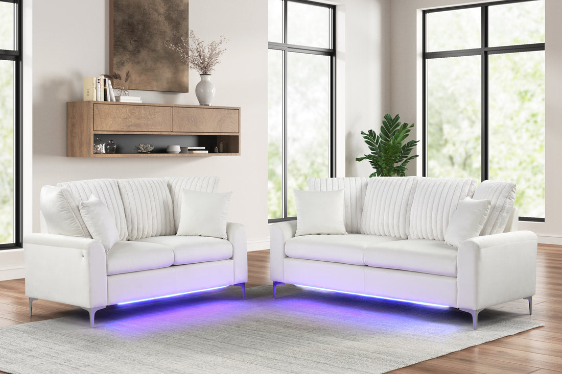 Celina Beige - 2PC Sofa &amp; Loveseat Set