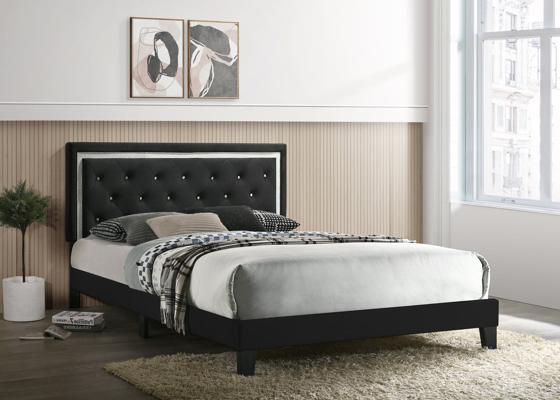 Passion Grey Velvet Platform Bed - King