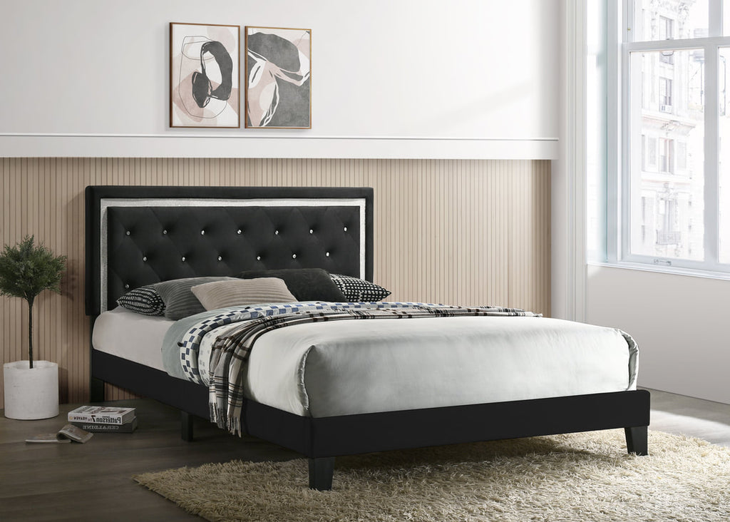 Passion White Velvet Platform Bed - King