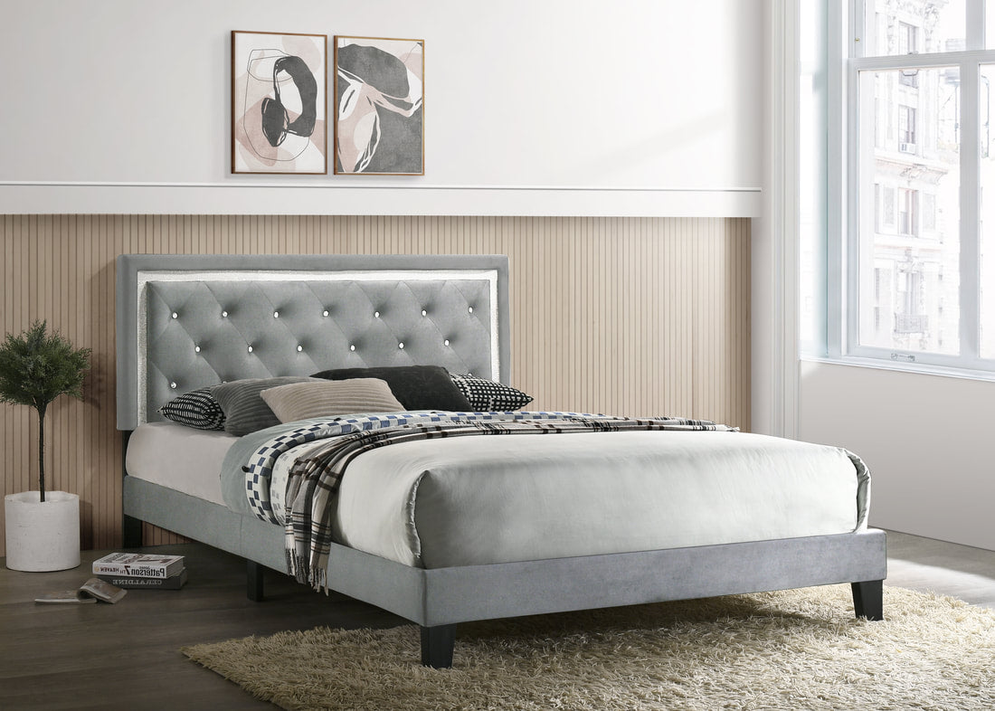 Passion White Velvet Platform Bed - King