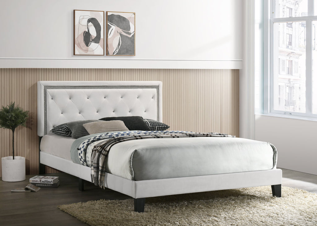 Passion Grey Velvet Platform Bed - King