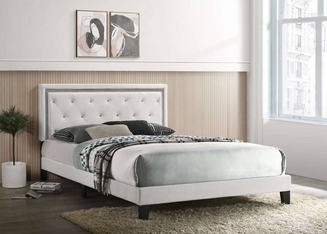 Passion Grey Velvet Platform Bed - King