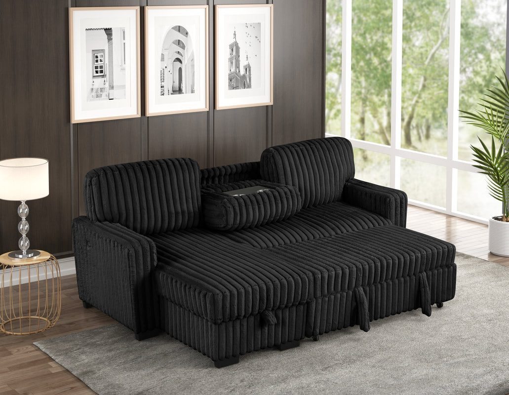 Poland Black Reversible Sectional With Pull-Out Bed (ETA 10/23)
