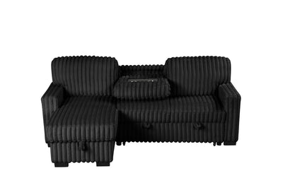 Poland Black Reversible Sectional With Pull-Out Bed (ETA 10/23)