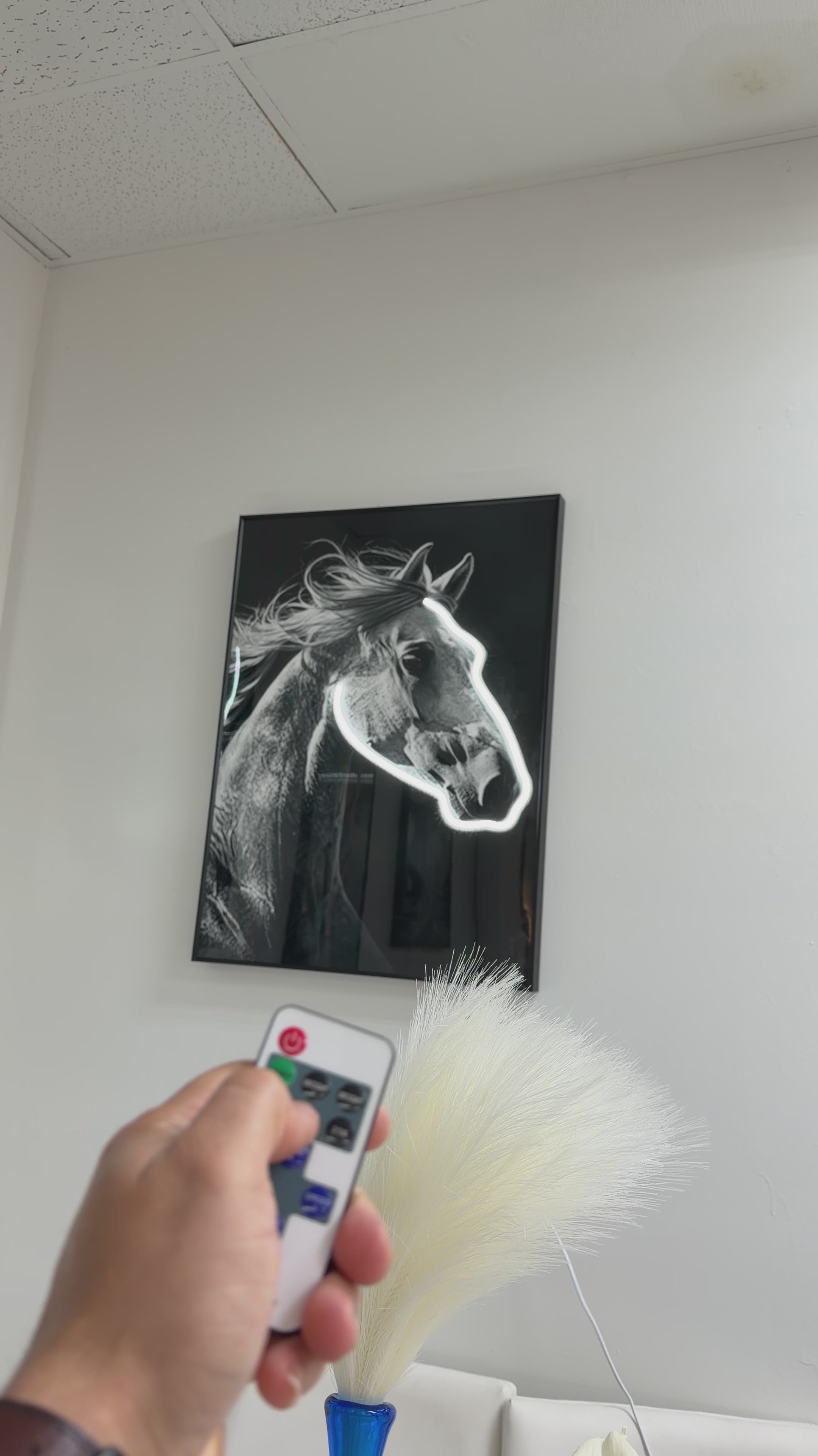 Led Wall Art Horse Decorative Painting Horse AL Frame Black Chrystal