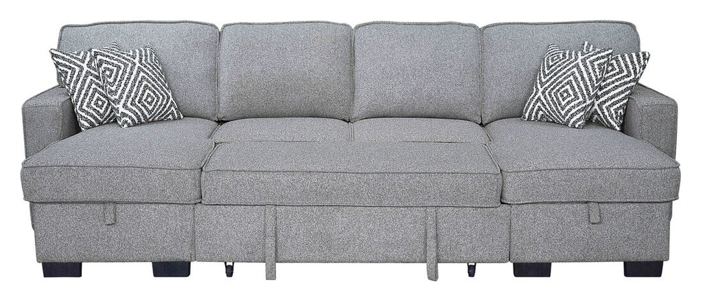Sahara Gray - Double Storage Chaise Sectional w/ Drop Down Cupholders 