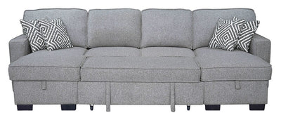 Sahara Gray - Double Storage Chaise Sectional w/ Drop Down Cupholders