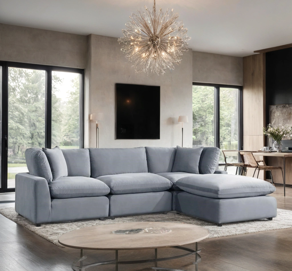 SKY Gray Velvet Modular Sectional 